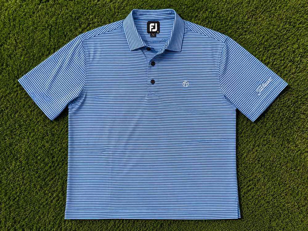 Team Titleist Tour Issued FootJoy Golf Polo Men's L Blue Stripe Rare TT Logo
